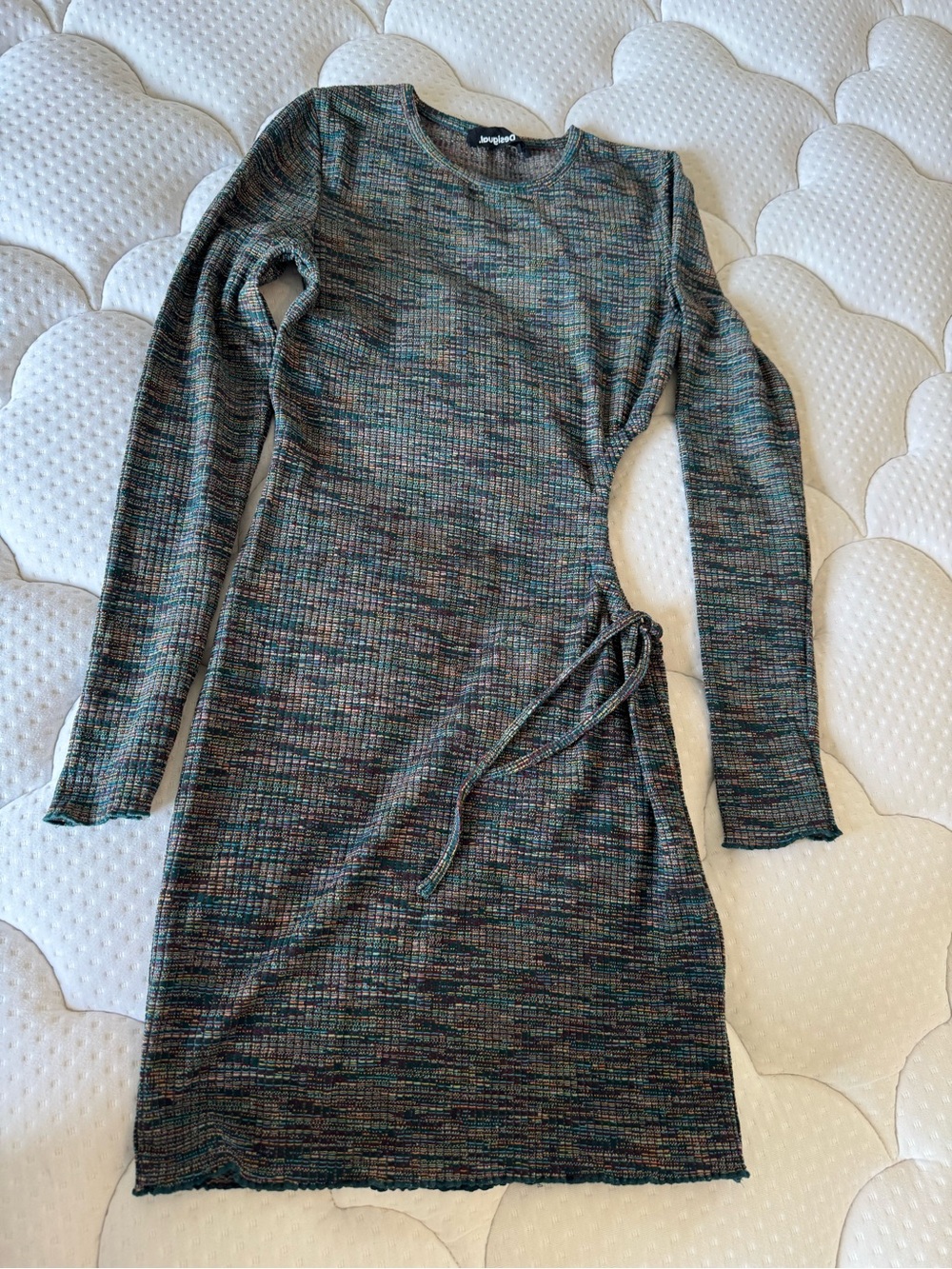 Desigual Multicolor side opening Mini Dress (Green/Blue/Brown)